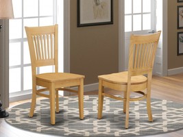 Set Of 2 Vancouver Dinette Kitchen Dining Chairs W/ Plain Wood Seat In Light Oak - £198.16 GBP