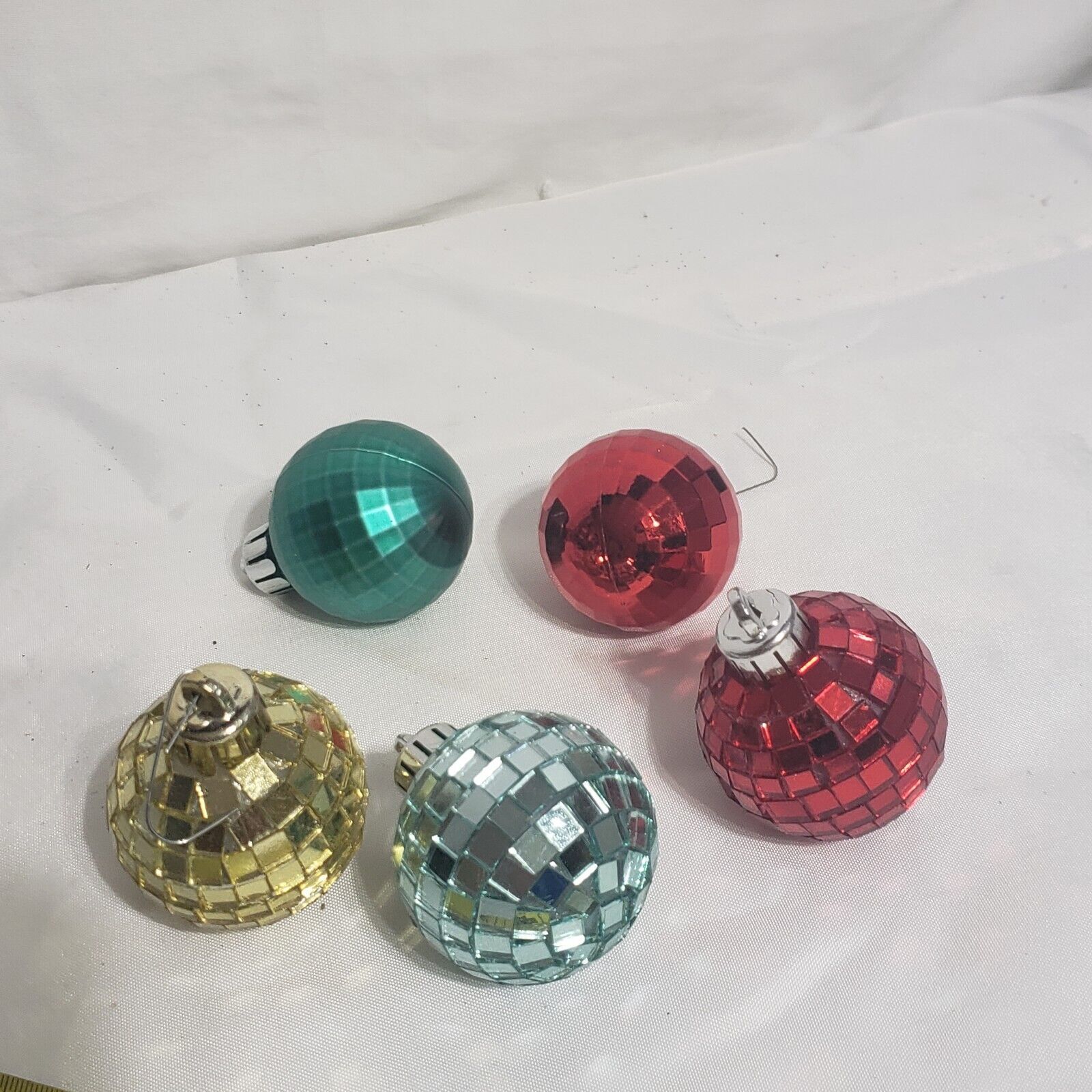 Primary image for Mirror Disco Ball Glass ornaments (3) round disco ball (2) Christmas ornaments