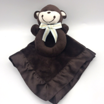 Carter&#39;s Lovey Monkey Security Blanket Rattle Satin Binding Soother Lovie NuNu - £11.44 GBP