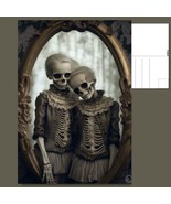  &quot;Postcard: Creepy Skeleton Sisters - Gazing into the Haunting Mirror&quot; ️ - £4.73 GBP