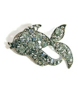Fish Swimming Pin Brooch Bright Color Black Crystal Glass Rhinestones - £15.38 GBP