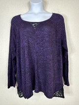 NWT Lane Bryant Women Plus Size 22/24 (2X) Purple Knit Lace Trim Top Long Sleeve - £16.99 GBP