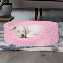 Ultra Plush Curly Faux Fur Oval Lounger w/ Removable Washable Cover - Pink, Smal - £23.17 GBP