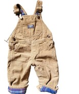 Vintg Oshkosh B’Gosh Toddler Corduroy overalls Flannel Lined 9M Farm Prarie - £18.16 GBP