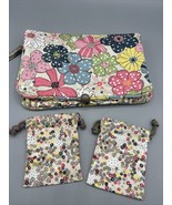 Thirty One Foldover Soft Floral Pouch Storage Zip w 2 Drawstring Pouch C... - $10.35