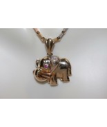14K Two Tone Trunk Up Elephant Charm Pendant with Red &amp; Clear Cubic Zirc... - $504.65 CAD