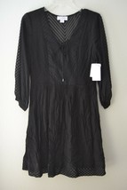 Jessica Simpson Womens Embroidered Chiffon Fit &amp; Flare Dress, Black Sz 6 NWT - £27.45 GBP