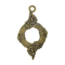 Doble cabeza Phaya Naga Thai amuleto mágico talismán Lucky Holy Vintage oro - £13.54 GBP