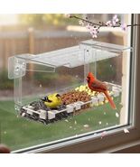 Window Bird Feeder with Strong Adhesive Hooks, Clear, 5 Perches, Drain H... - $15.93 CAD
