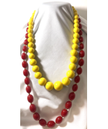 Ladies Girls Necklace Lots of 2 Beads Red Yellow Jewelry Necklaces Acrylic - $226.16 MXN