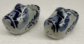 Holland Dutch Hand Painted Windmill Blue White Porcelain Clog Shoes - $8.25 CAD