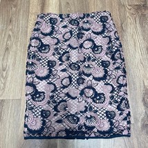 Ann Taylor Lace Floral Embroidered Skirt Pink Black Womens Size 0P Petite - £21.35 GBP