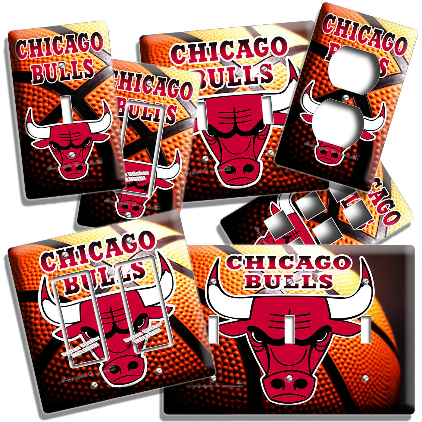 CHICAGO BULLS BASKETBALL TEAM LIGHT SWITCH OUTLET WALL PLATE SPORT BAR ART DECOR