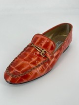 Escada Loafers Sz 9.5 Orange Textured Patent Leather Slip On Shoes - $24.50