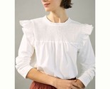 Anthropologie Susie Smocked Ruffled White Blouse size XL NWOT - $39.55