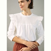 Anthropologie Susie Smocked Ruffled White Blouse size XL NWOT - £31.71 GBP