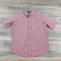 Backpacker Mens Large Short Sleeve Shirt Dress Casual Red White Check Vacation - £14.64 GBP