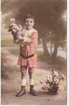 People Postcard WW1 Young Boy With Flowers 1917 - £2.36 GBP