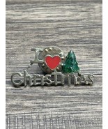 I Love Christmas Lapel Pin Red Heart &amp; Christmas Tree Holiday Xmas KG JD - $7.91