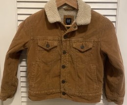 Flaw Gap Kid&#39;s Sherpa Lined Corduroy Jacket Tan Brown Size S - £14.32 GBP