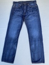 Levis 505 Jeans 34x32 Blue Denim Straight Leg Dark Rinse Fading Tag 36x34 - £20.92 GBP
