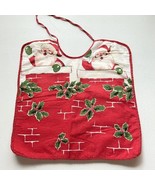 Christmas Vintage Santa Fabric Plus Terry Cloth Baby Bib Perfect Handmade - $12.19