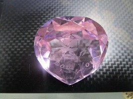 &quot;I LOVE YOU&quot;  PINK CRYSTAL FACETED PAPERWEIGHT - £19.78 GBP