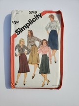 1980s Vintage Simplicity Sewing Pattern 5749 A-Line Skirt Pleats 16 UNCUT  - $11.87