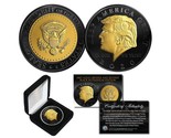 DONALD TRUMP &#39;20 Keep America Great BLACK RUTHENIUM 24K GOLD Medallion C... - £14.74 GBP