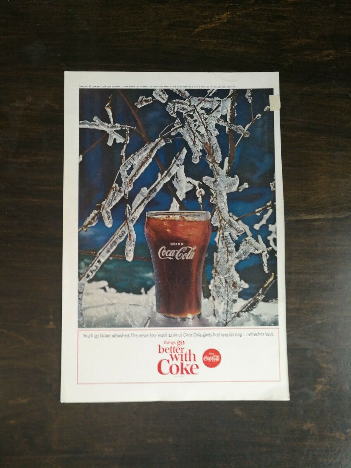 Primary image for Vintage 1964 Coca-Cola Things go Better with Coke Winter Full Page Color Ad 1221