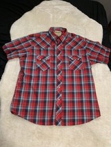 Wrangler Western Pearl Snap Red Plaid Short Sleeve Shirt Size XL Top - £14.12 GBP