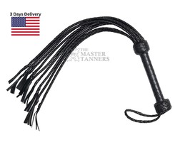BDSM Genuine Cow Hide Thick Leather Flogger 09 Braided Tails Heavy &amp; Thuddy Whip - £19.81 GBP