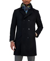 Nautica Mens Classic-Fit Double Breasted Wool Blend Overcoat Black-44R - £70.78 GBP