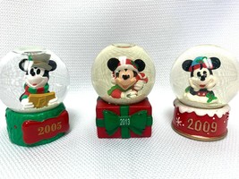 3 Disney Mickey Mouse Mini Snow Globe JCPenney Christmas 2.5&quot; 2005 2009 ... - $24.29