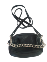 Gianni Chiarini Unisex Mini Leather Pouch Crossbody Zip Chunky Chain Goth VTG - £50.82 GBP