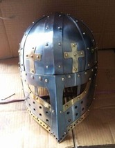 Crusader Face plate Spectacle Helmet With Chainmail Aventail Steel Free Shipping - £116.80 GBP