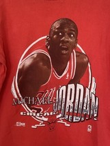 Vintage 1991 Michael Jordan Chicago Bulls NBA T-Shirt Single Stitch Red Salem L - £39.32 GBP