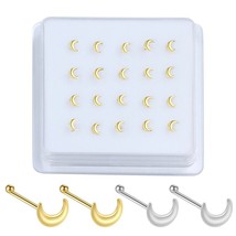 20Pieces Set Moon Shape Tip Nose Studs Silver Gold Color Ball End Pin Nose Bone  - £9.41 GBP