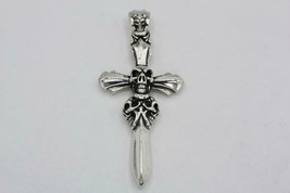 BWL Bill Wall 925 Sterling Silver Master Four Skull with Cross Pendant 86.6 gr - £907.57 GBP