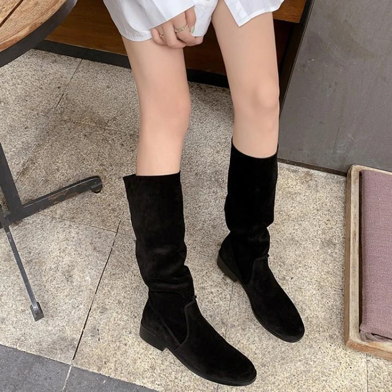 2023   Western boy Boots Retro Thigh High Boots Women Knee High Boots Ladies Low - £101.45 GBP