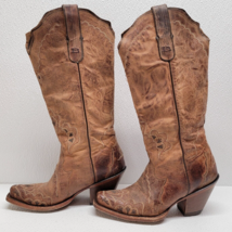 Tony Lama Black Label Goat Western Cowgirl Boots Women&#39;s Size 6 Brown - £77.78 GBP