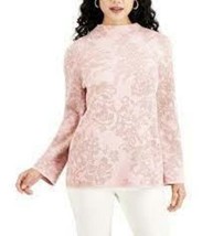 MSRP $70 Jm Collection Womens Metallic-Printed Funnel-Neck Sweater Pink Size XL - £9.09 GBP