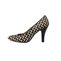 Sofft Heels Pumps Size 10M Cow Hair Leather Cream Brown Zig Zag Striped Womens - £17.77 GBP