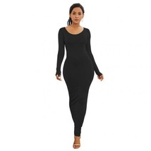 2021 Spring Bodycon Dress Women  Comfortable Solid Color Long Sleeve Round Neck  - £151.87 GBP