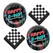 HOME &amp; HOOPLA Skater Party Black and White Checkered Graffiti Happy Birthday Pap - £12.05 GBP