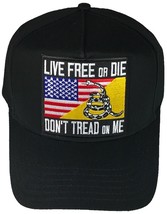 Live Free OR DIE Don&#39;t Tread ON ME with Gadsden and American Flag HAT - Black -  - £14.38 GBP