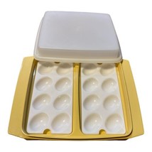 Vintage Tupperware Deviled Egg Keeper Carrier Storage Holder Harvest Gol... - $12.99