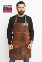 Heavy Duty Leather Tool Aprons for Men &amp; Women Chef BBQ Cooking Butchers Apron - £51.71 GBP