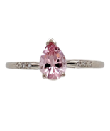 14k White Gold Pear Shaped .60ct Genuine Natural Morganite Diamond Ring ... - $9,440.59 MXN