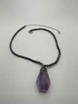 14.25&quot; - 18.5&quot; Sterling Silver Marcasite Amethyst Necklace Handmade Artisan - £64.89 GBP